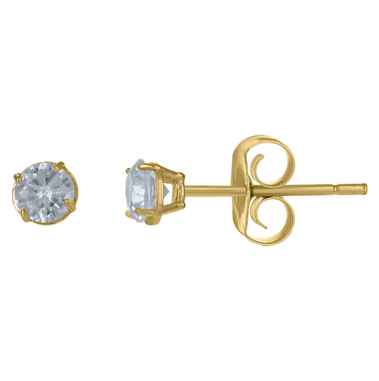 10K Yellow Gold Unisex Cubic-Zirconia Round Stud Earrings