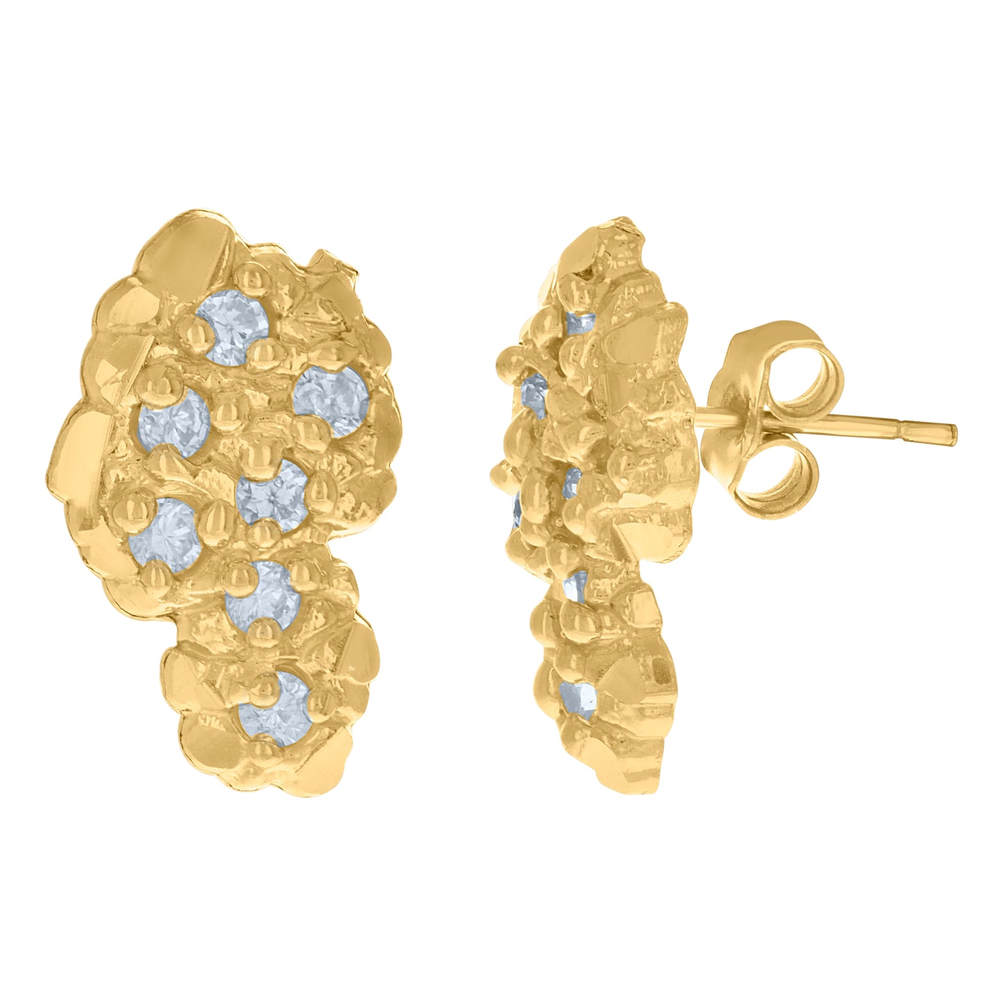 10K Yellow Gold Mens Cubic-Zirconia Country Map Stud Earrings