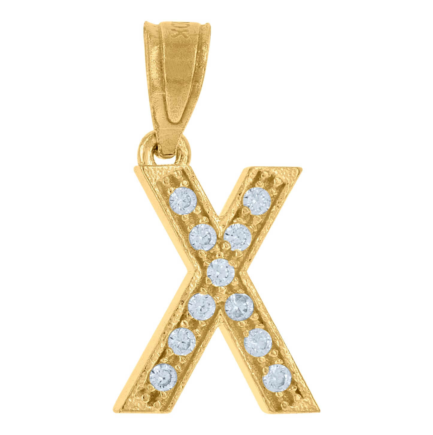 10K Yellow Gold Unisex Cubic-Zirconia Letter Alphabet Initials Charm Pendant