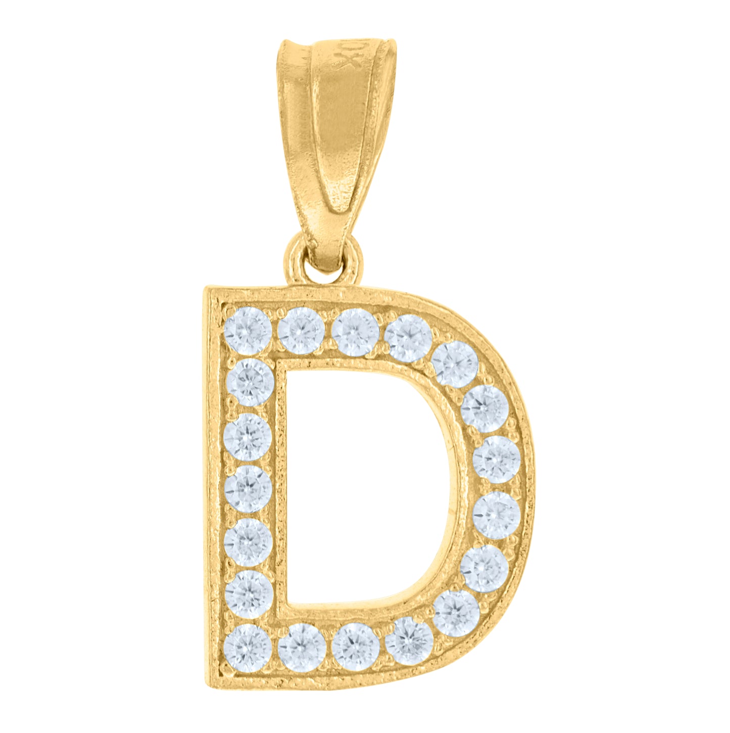 10K Yellow Gold Unisex Cubic-Zirconia Letter Alphabet Initials Charm Pendant