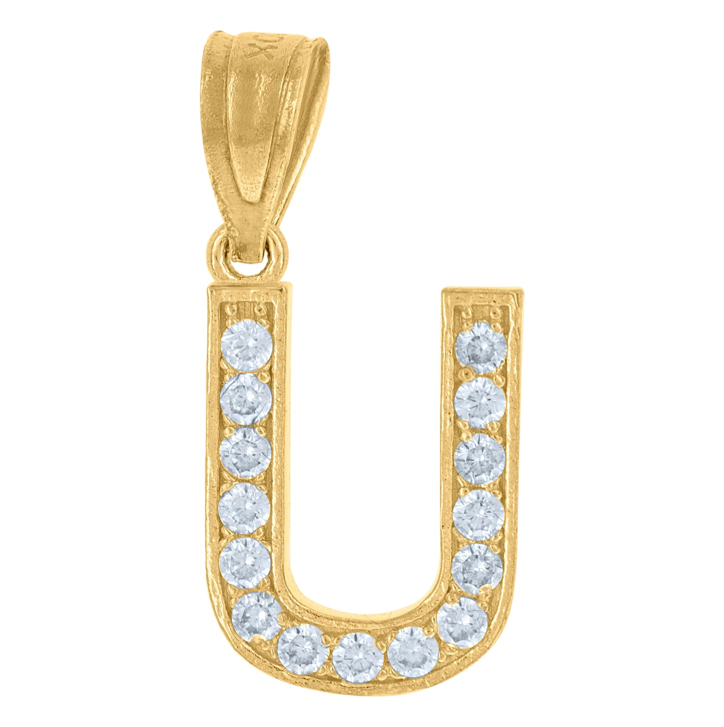 10K Yellow Gold Unisex Cubic-Zirconia Letter Alphabet Initials Charm Pendant