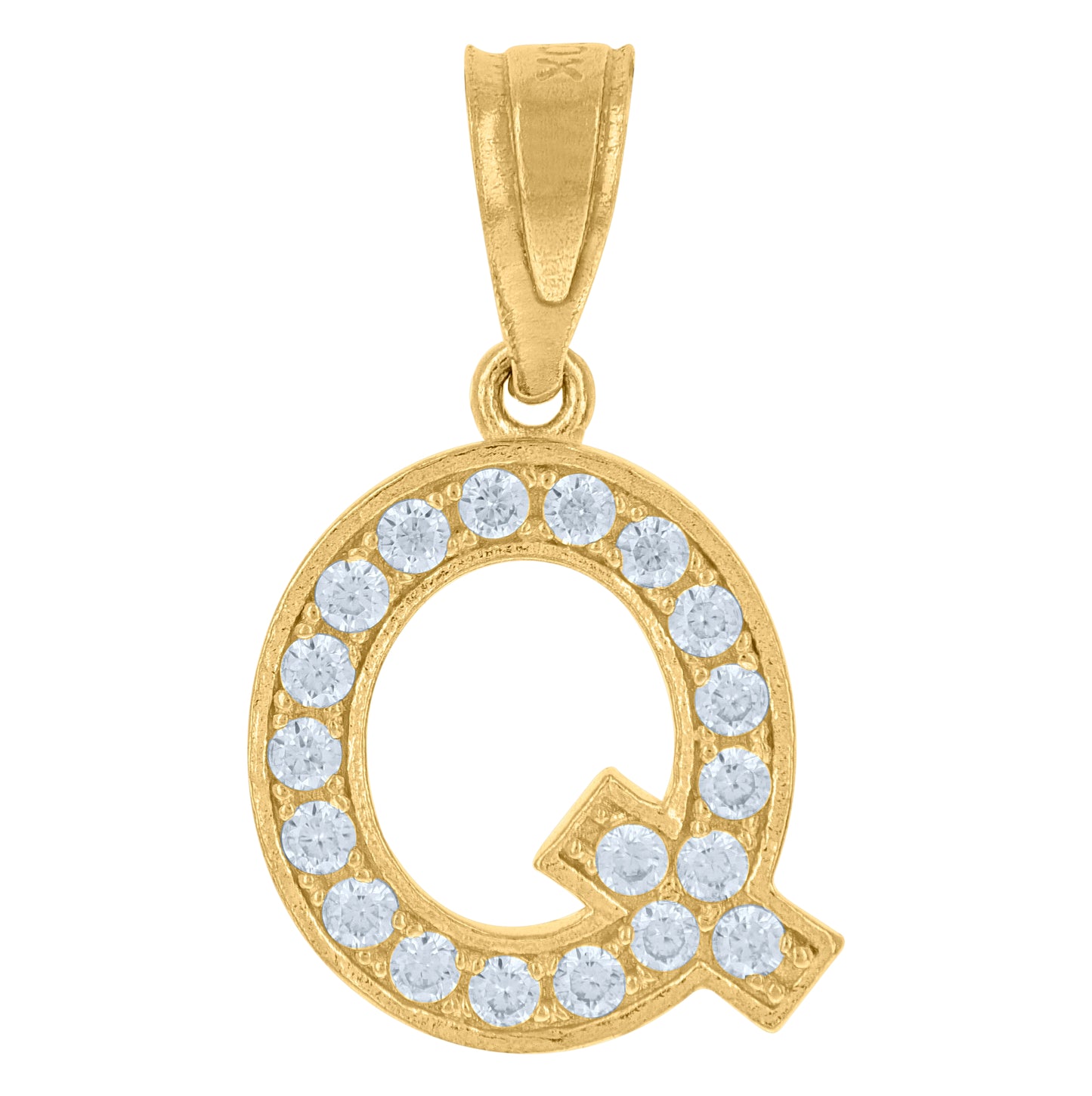 10K Yellow Gold Unisex Cubic-Zirconia Letter Alphabet Initials Charm Pendant