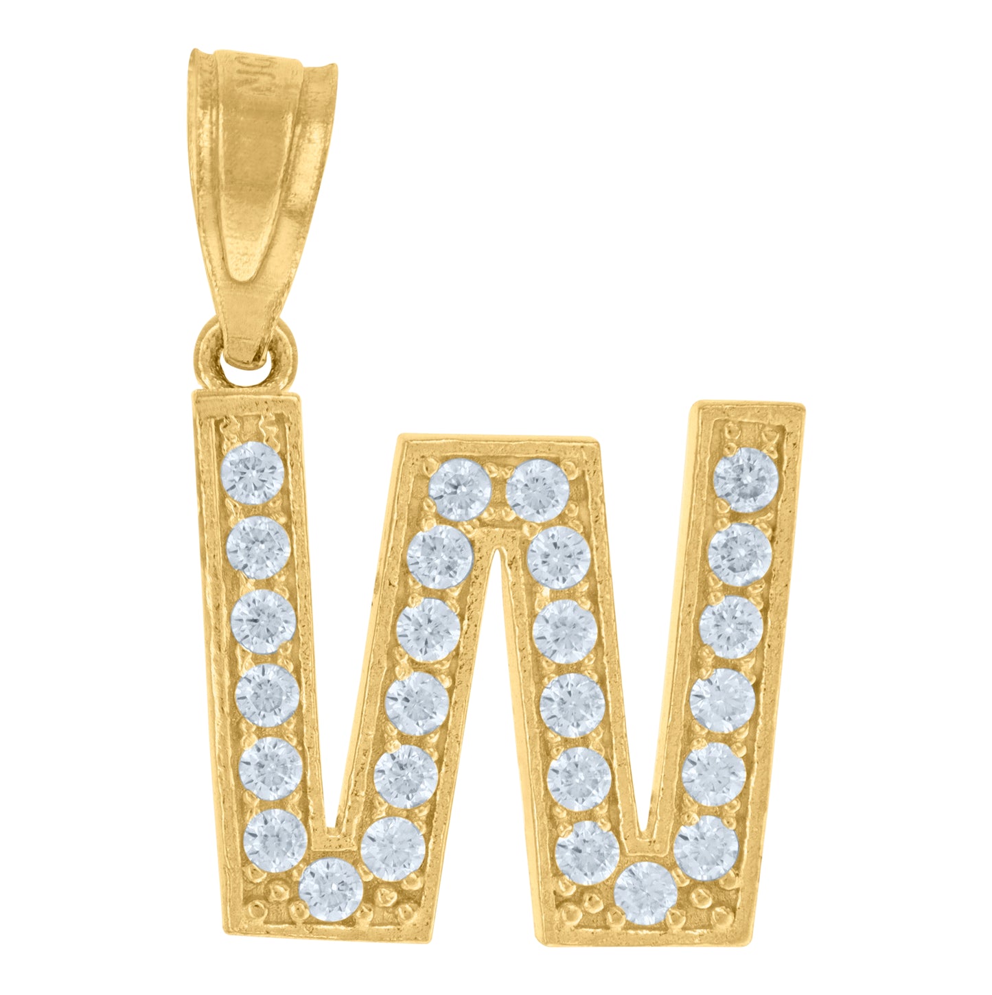 10K Yellow Gold Unisex Cubic-Zirconia Letter Alphabet Initials Charm Pendant