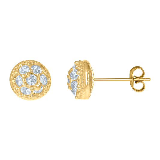 10K Yellow Gold Mens Cubic-Zirconia Round Stud Earrings
