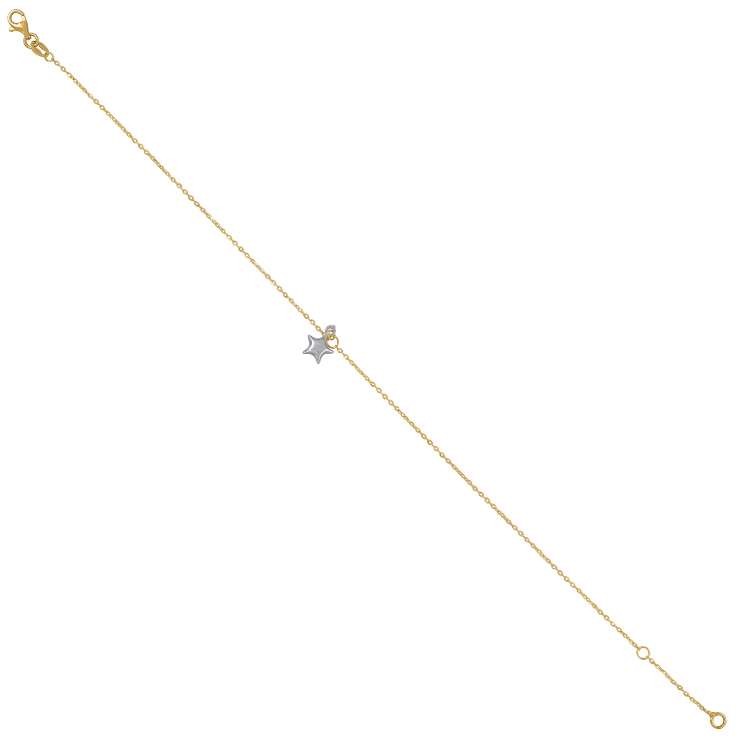14K Two-Tone Gold Womens Star Charm Anklet