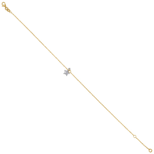 14K Two-Tone Gold Womens Star Charm Anklet