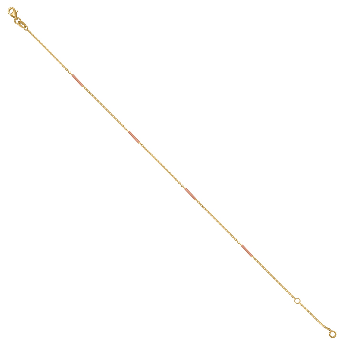 14K Two-Tone Gold Womens Bar Chain Anklet