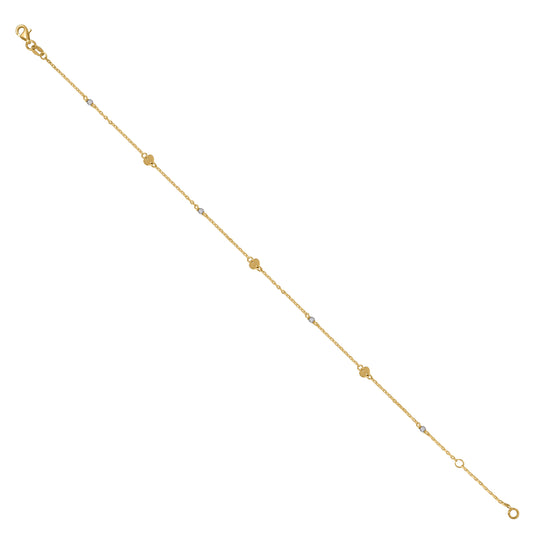 14K Two-Tone Gold Womens Hearts Chain Anklet