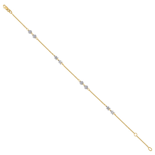 14K Two-Tone Gold Womens Hearts & Stars Chain Anklet