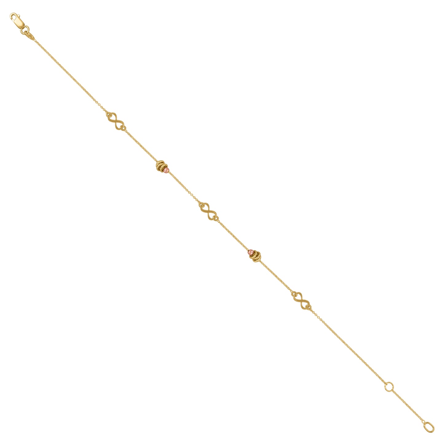 14K Two-Tone Gold Womens Infinity Chain Anklet