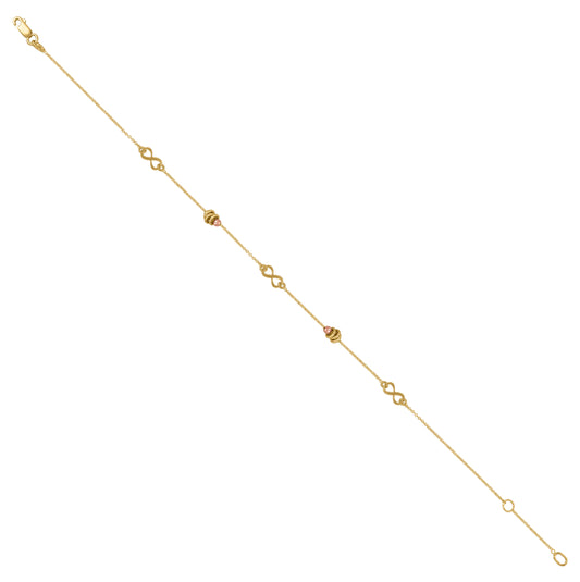 14K Two-Tone Gold Womens Infinity Chain Anklet
