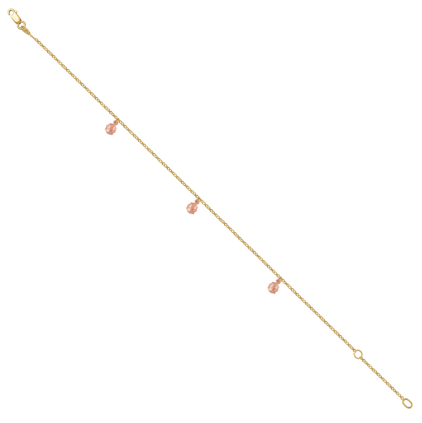 14K Two-Tone Gold Womens Ladybug Charm Anklet