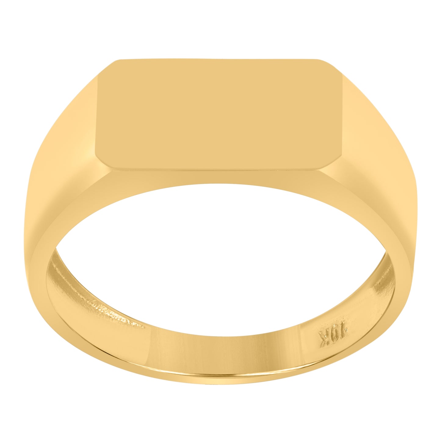 10K Yellow Gold Mens Rectangle Head Signet Ring