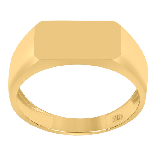 10K Yellow Gold Mens Rectangle Head Signet Ring