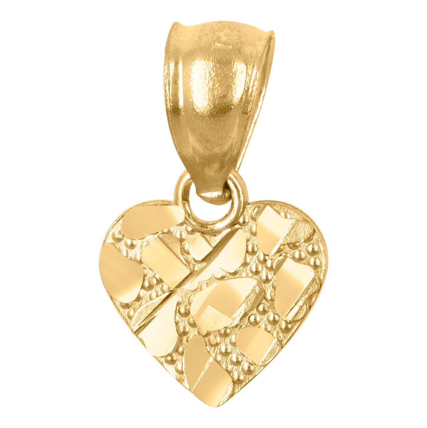 10K Yellow Gold Womens Nugget Heart Charm Pendant