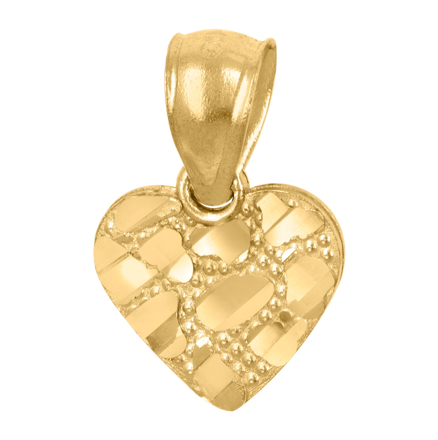 10K Yellow Gold Womens Nugget Heart Charm Pendant