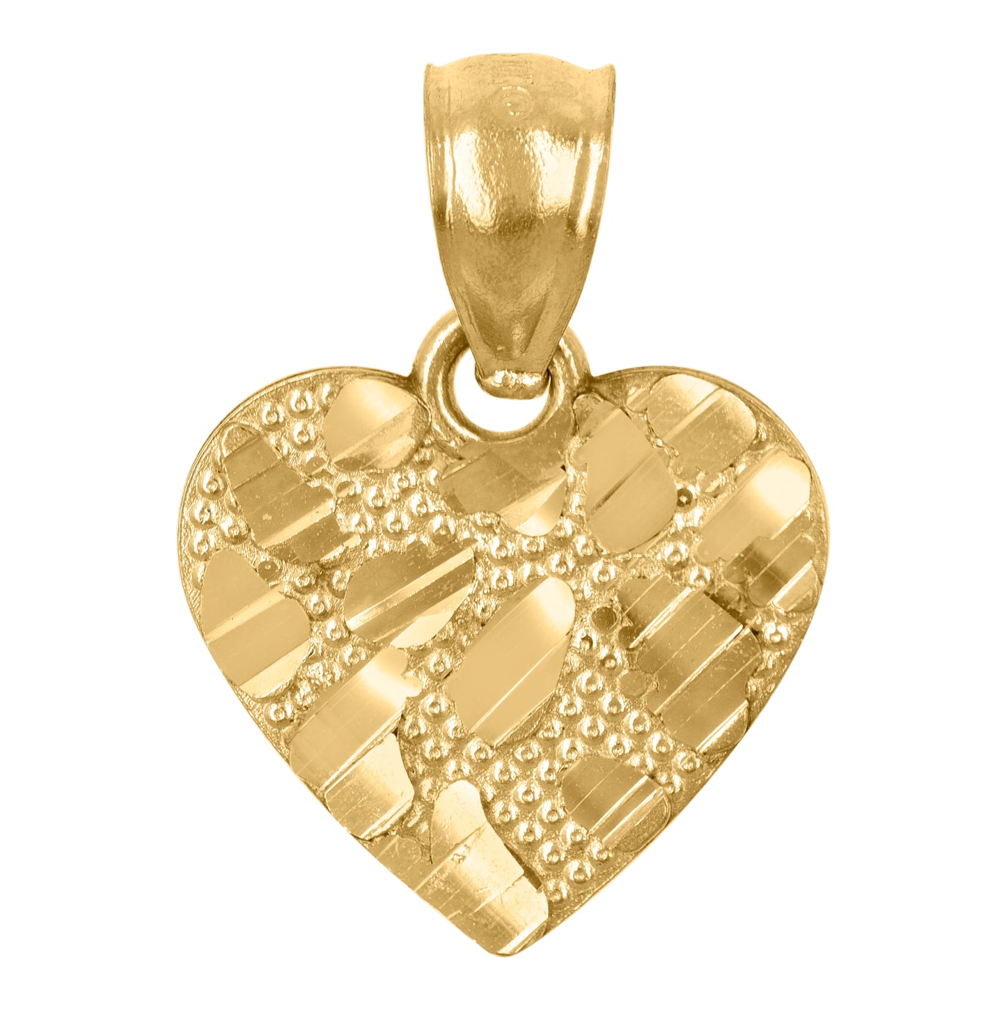 10K Yellow Gold Womens Nugget Heart Charm Pendant
