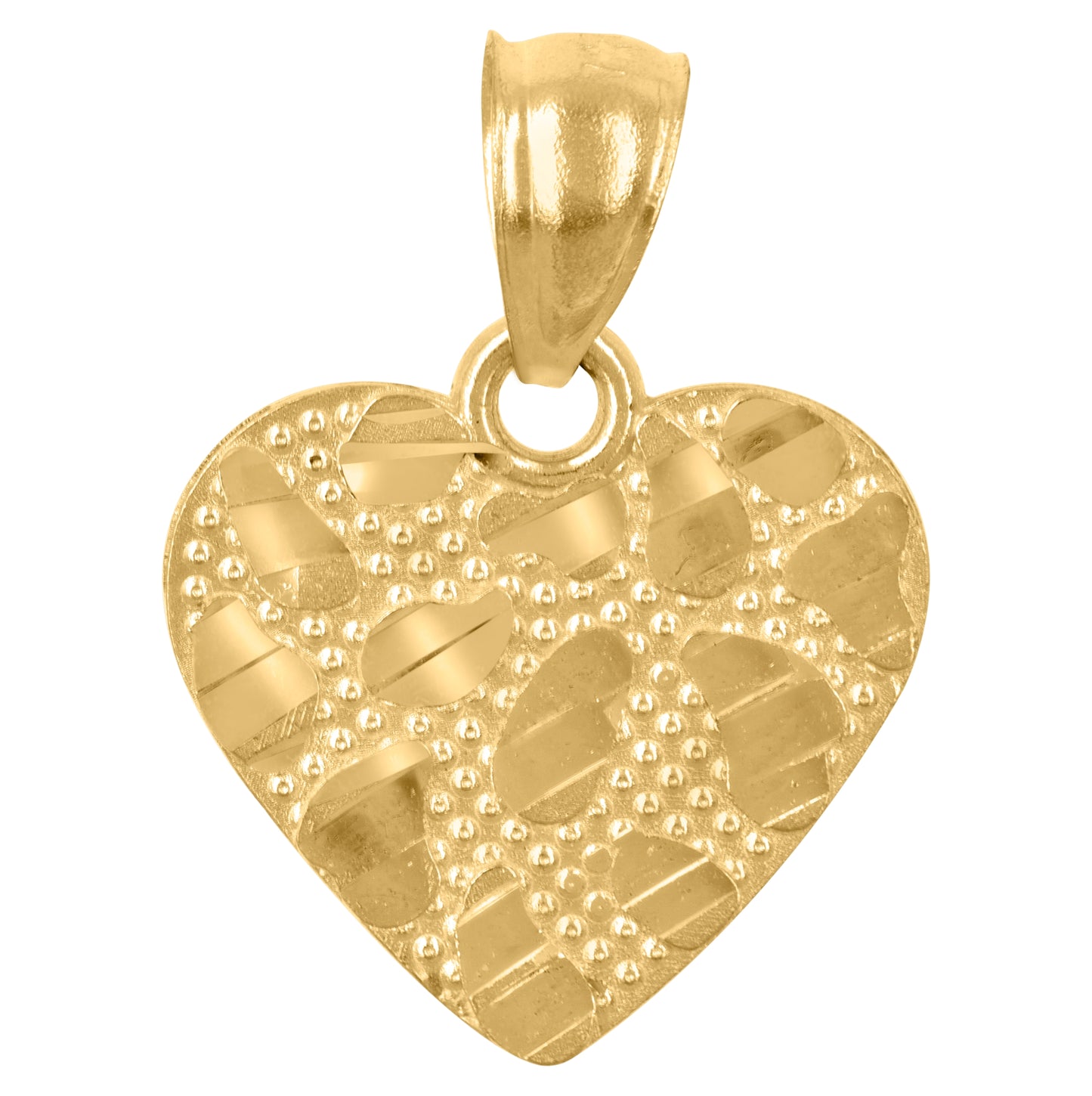 10K Yellow Gold Womens Nugget Heart Charm Pendant