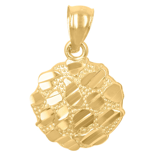 10K Yellow Gold Womens Nugget Fashion Charm Pendant