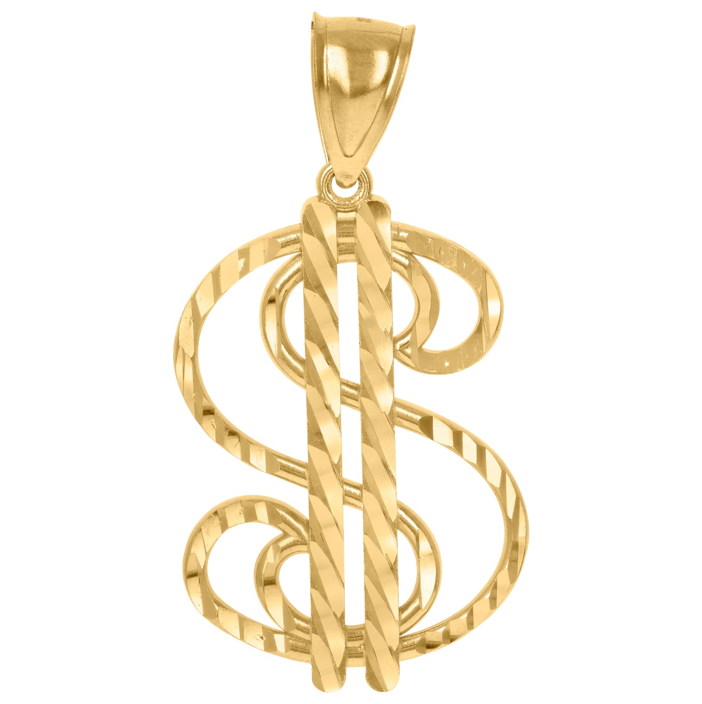 10K Yellow Gold Mens Dollar Sign Currency Charm Pendant