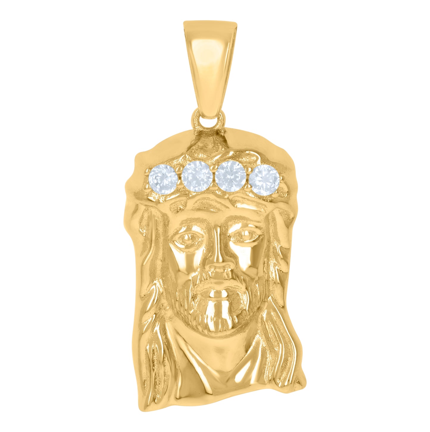 Sterling Silver Unisex Cubic-Zirconia Jesus Religious Charm Pendant