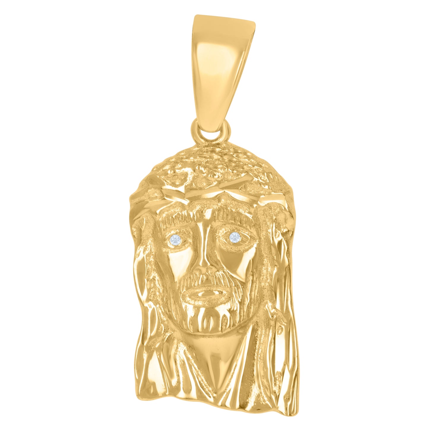 Sterling Silver Unisex Cubic-Zirconia Jesus Religious Charm Pendant