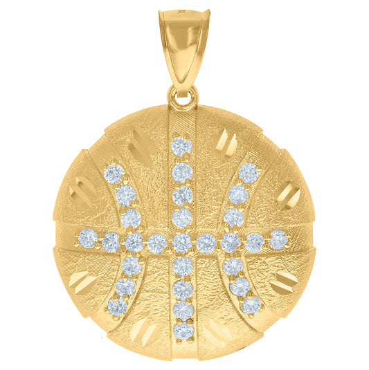 10K Two-Tone Gold Mens Cubic-Zirconia Football Rugby Sports Charm Pendant
