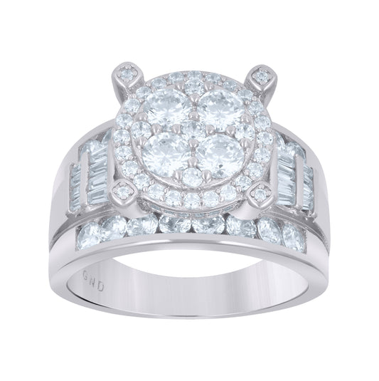 Sterling Silver Womens Baguette Cubic Zirconia Bridal Anniversary Engagement Wedding Ring