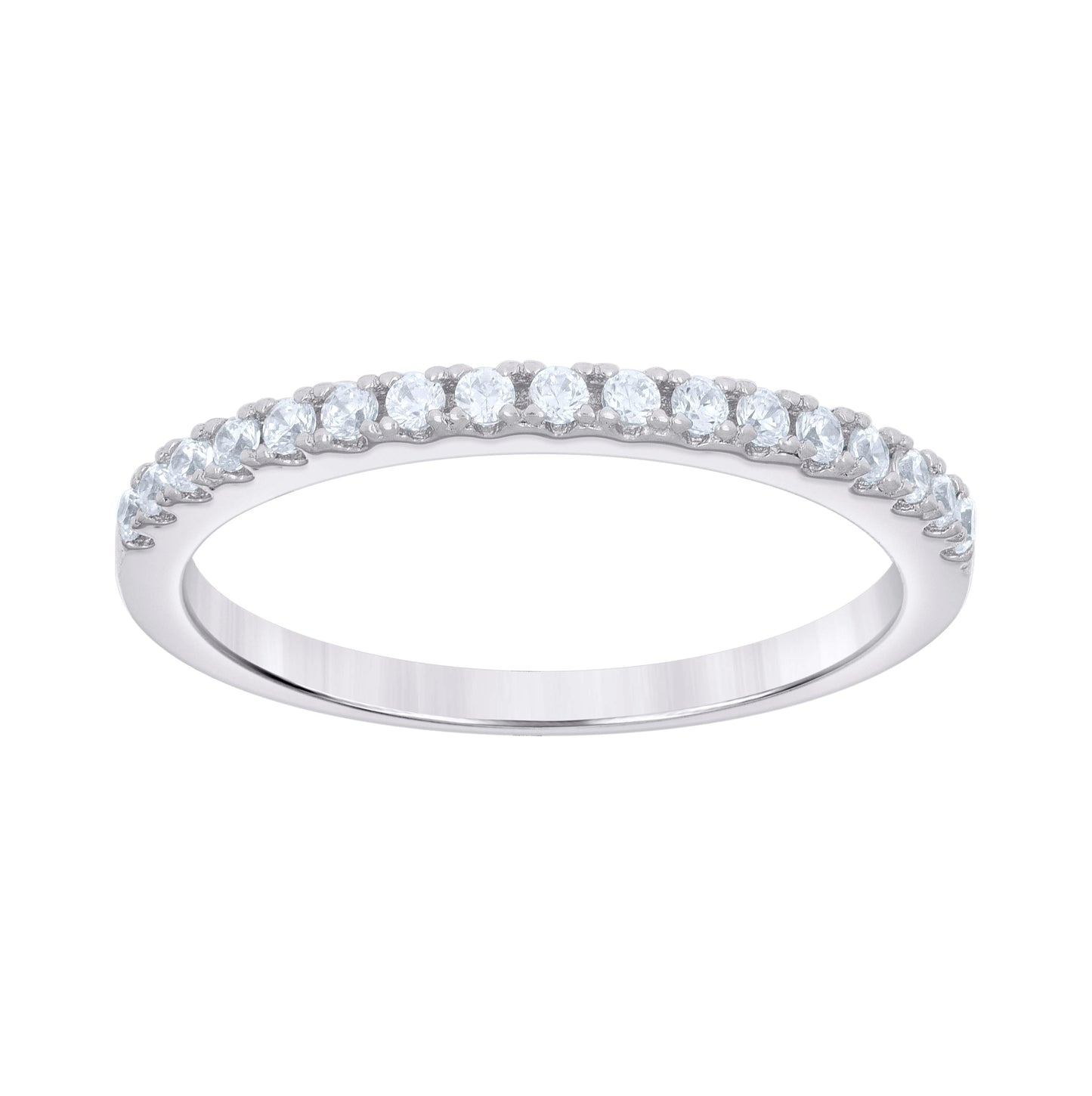 Sterling Silver Women's Cubic-Zirconia Duo Bridal Anniversary Wedding Engagement Band Ring Set