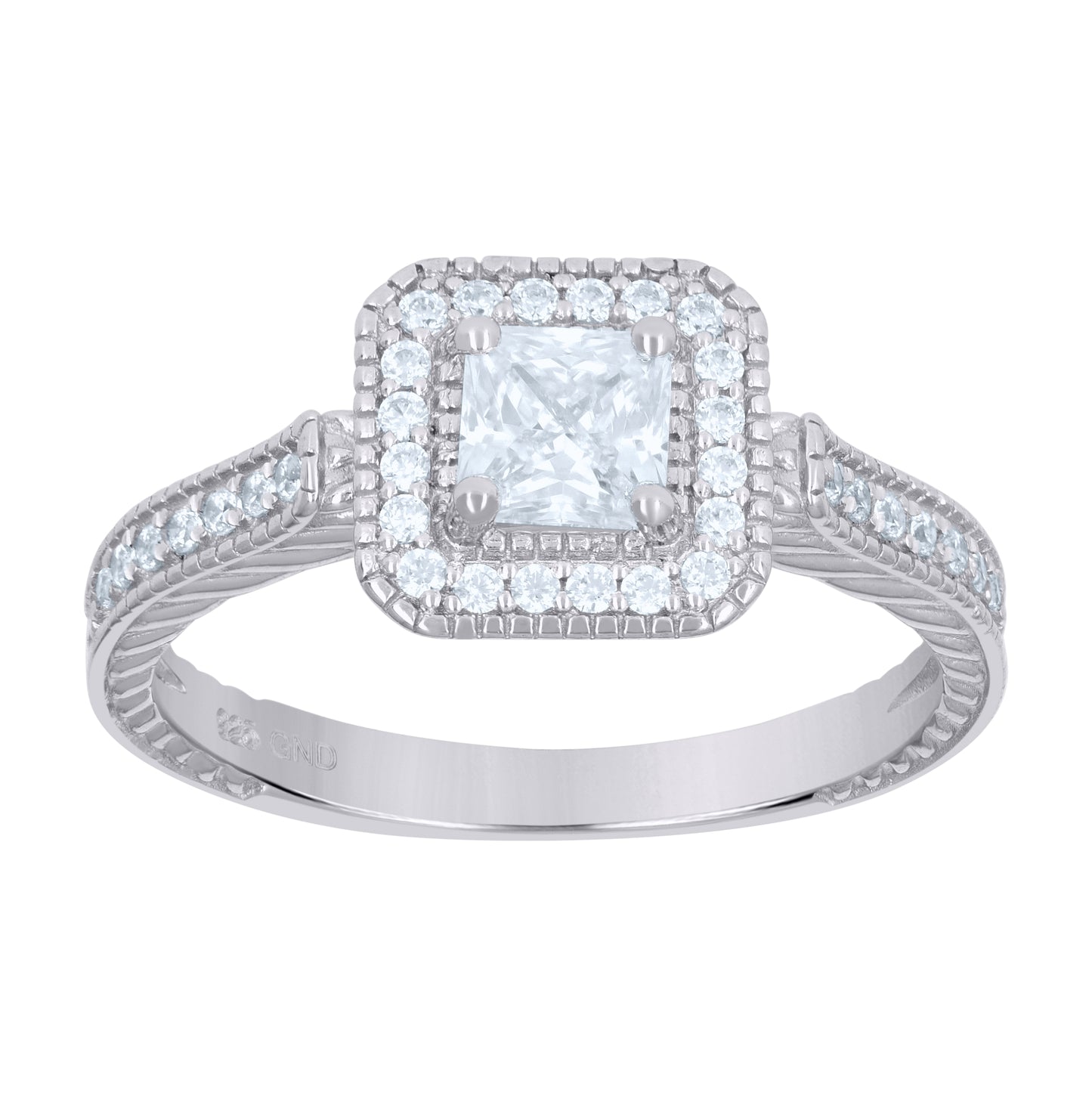 Sterling Silver Womens Princess-Cut Round Cubic-Zirconia Duo Bridal Anniversary Wedding Engagement Band Ring Set