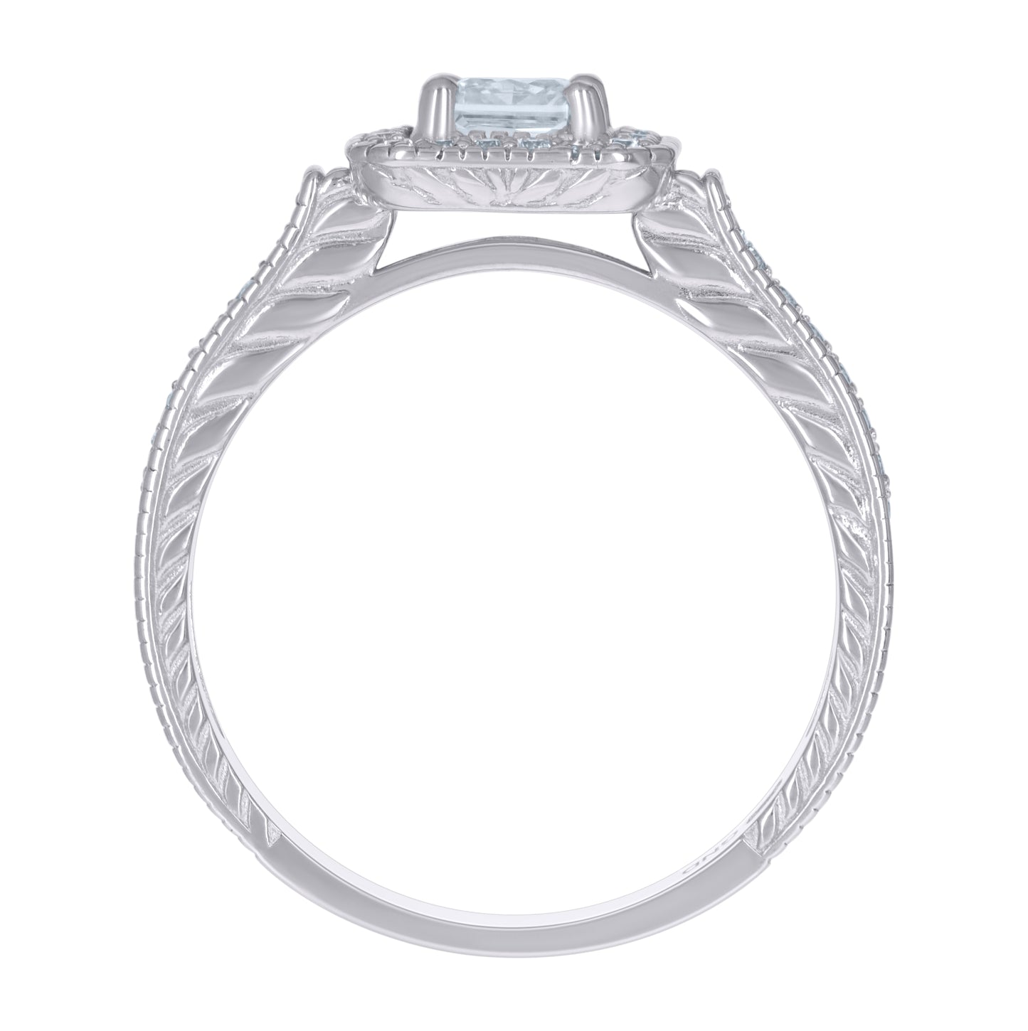 Sterling Silver Womens Princess-Cut Round Cubic-Zirconia Duo Bridal Anniversary Wedding Engagement Band Ring Set