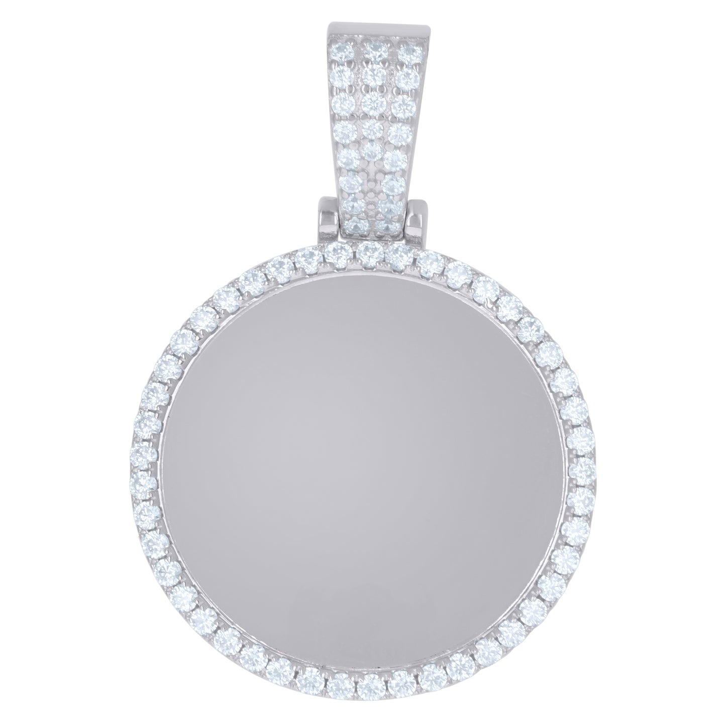 Sterling Silver Or Yellow-Tone Unisex Cubic-Zirconia Photo Frame Charm Pendant