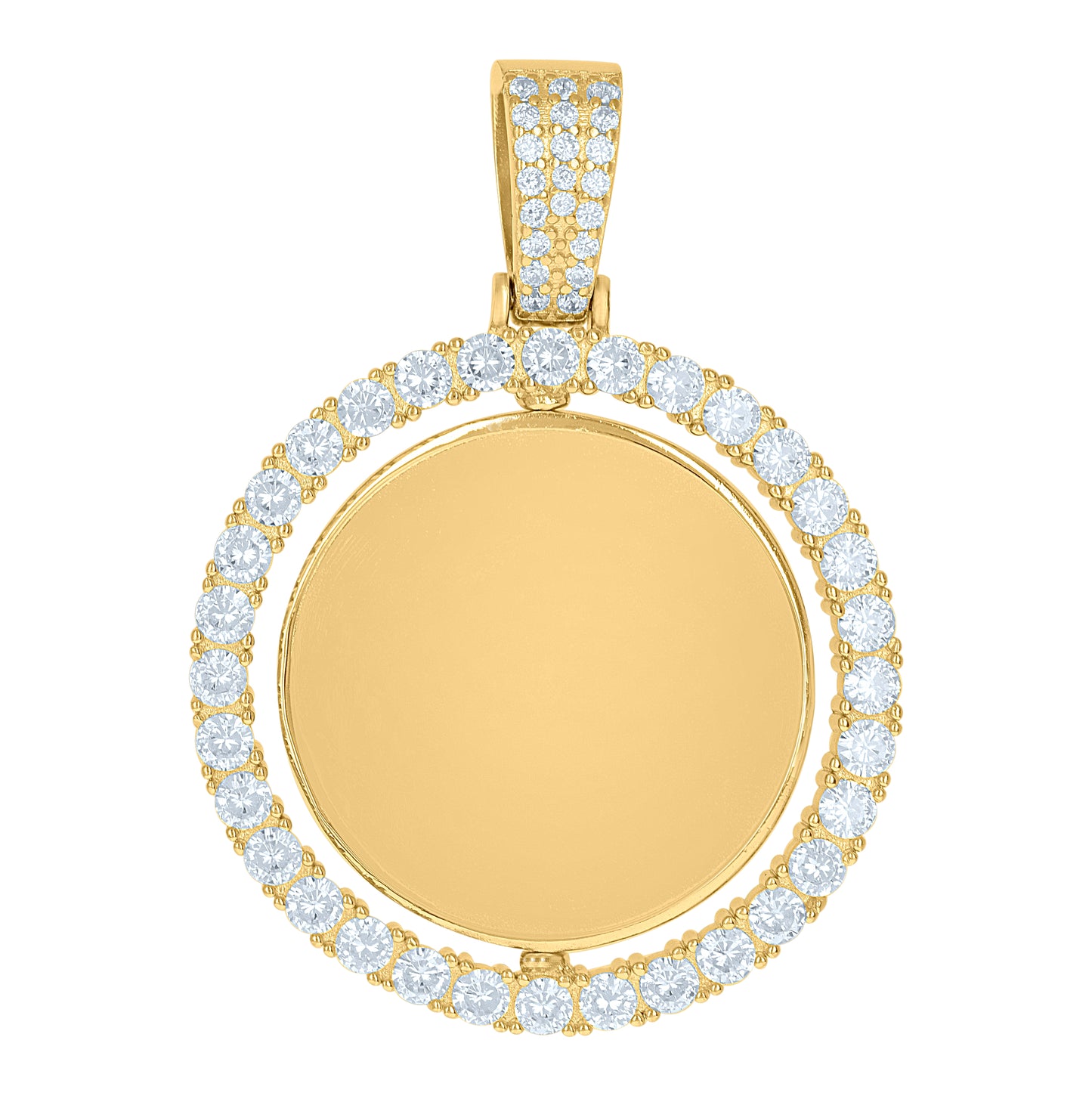Sterling Silver Or Yellow-Tone Unisex Cubic-Zirconia Photo Frame Charm Pendant