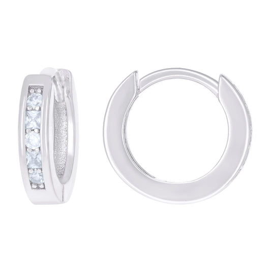 Sterling Silver Womens Cubic-Zirconia Hoop Huggies Earrings Endless