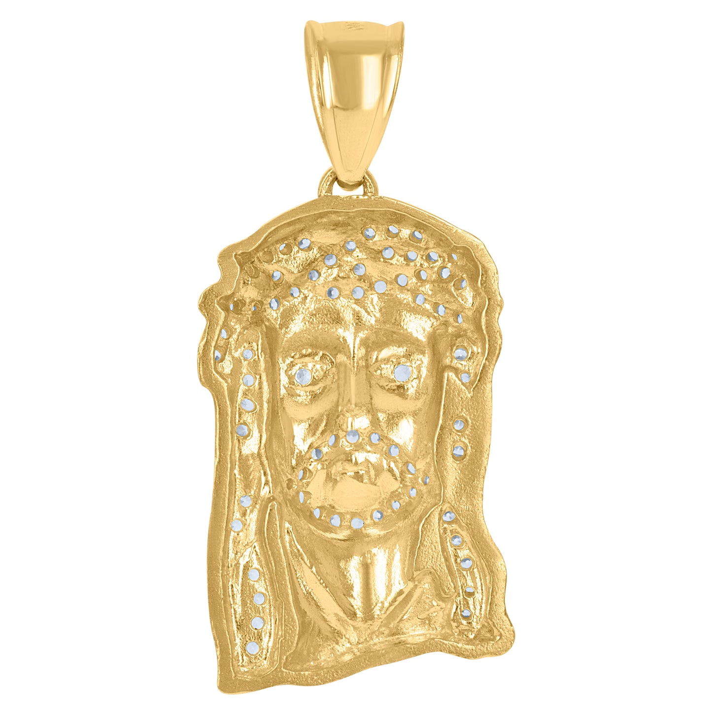 10K Yellow Gold Mens Cubic-Zirconia Jesus Religious Charm Pendant