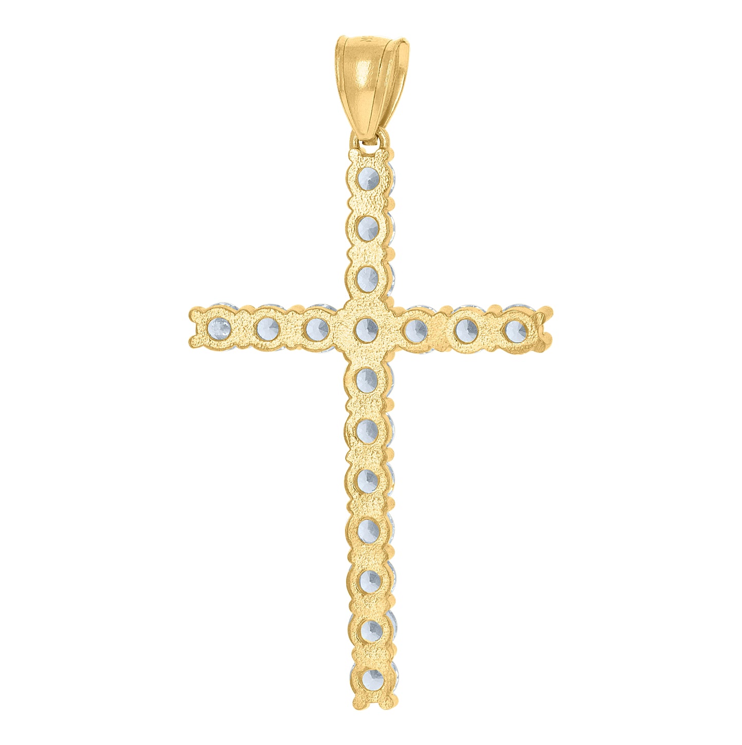 10K Yellow Gold Unisex Cubic-Zirconia Cross Religious Charm Pendant