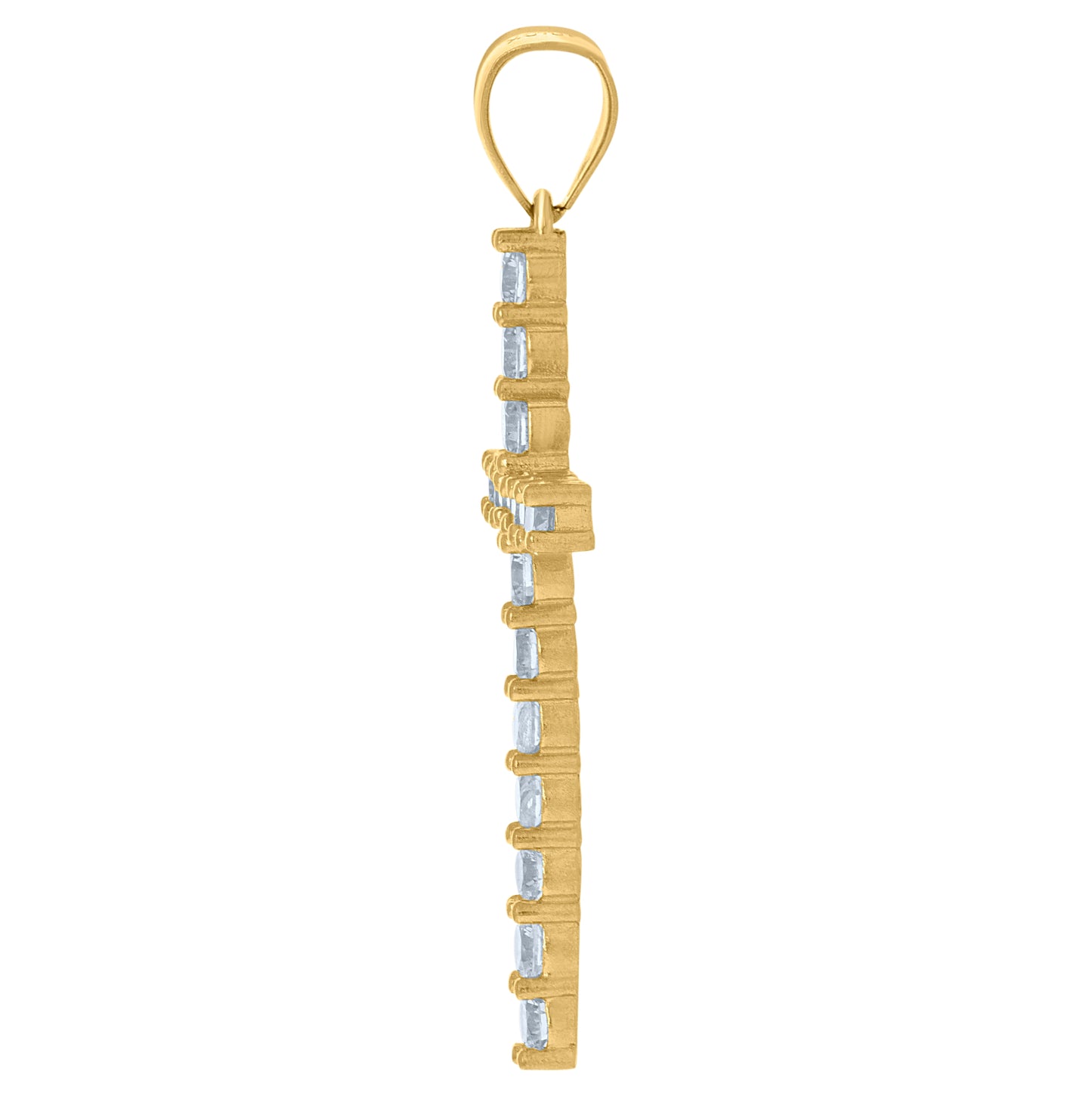 10K Yellow Gold Unisex Cubic-Zirconia Cross Religious Charm Pendant