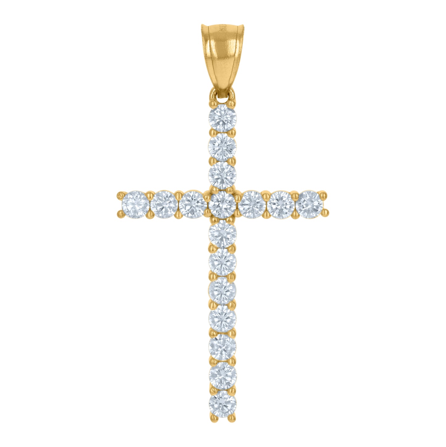 10K Yellow Gold Unisex Cubic-Zirconia Cross Religious Charm Pendant