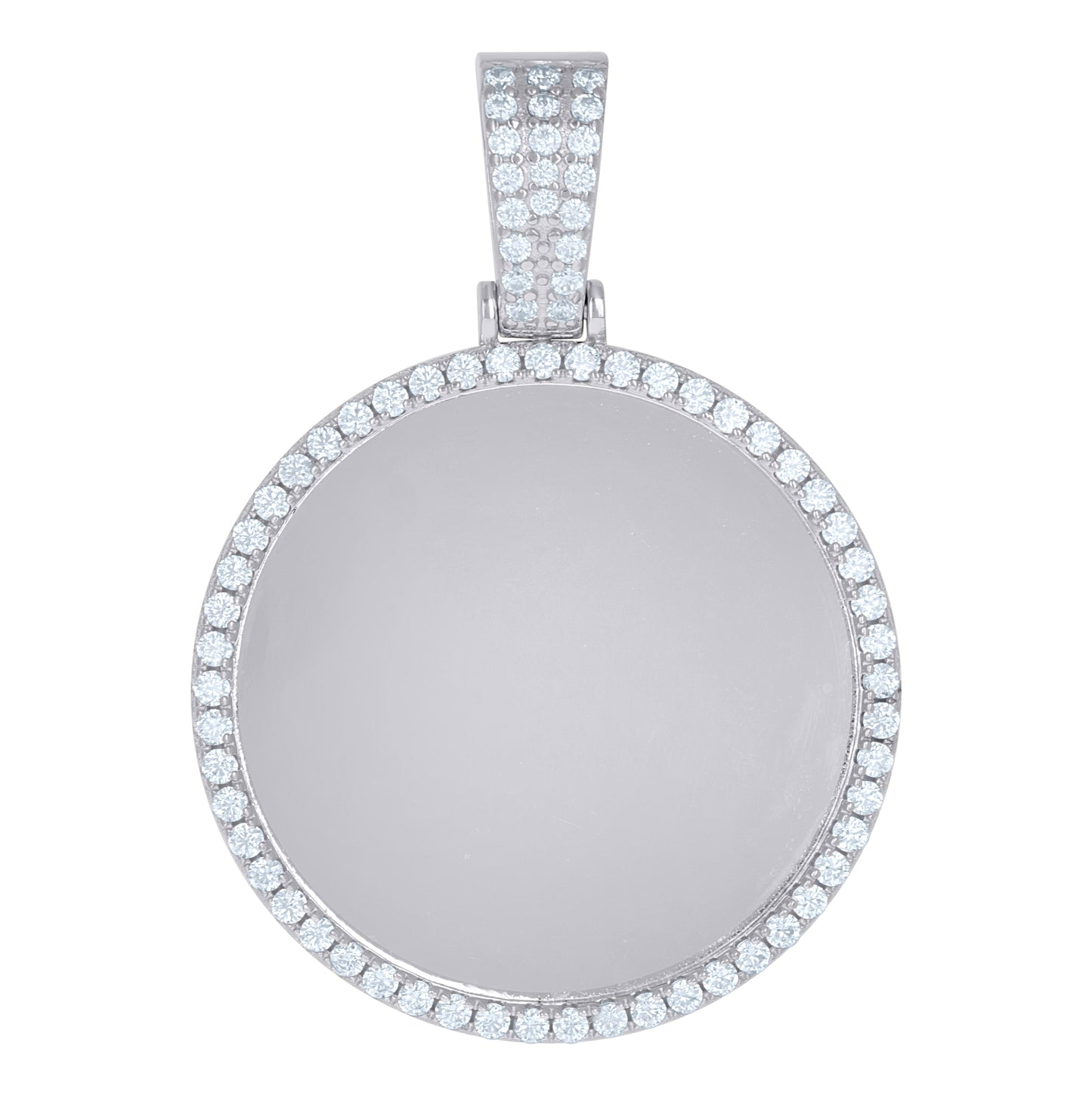 Sterling Silver Or Yellow-Tone Unisex Cubic-Zirconia Photo Frame Charm Pendant