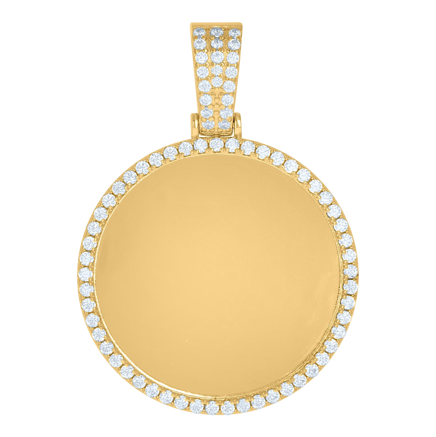 Sterling Silver Or Yellow-Tone Unisex Cubic-Zirconia Photo Frame Charm Pendant