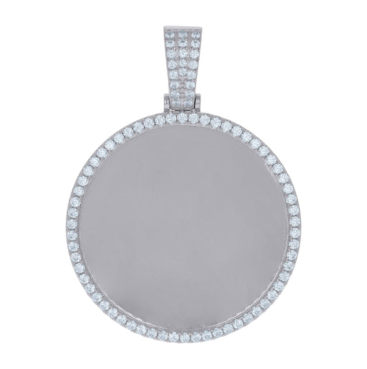 Sterling Silver Or Yellow-Tone Mens Cubic-Zirconia Picture Frame Charm Pendant