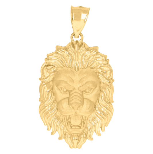 10K Yellow Gold Mens Leo/Lion Animal Zodiac Sign/Wildlife Charm Pendant