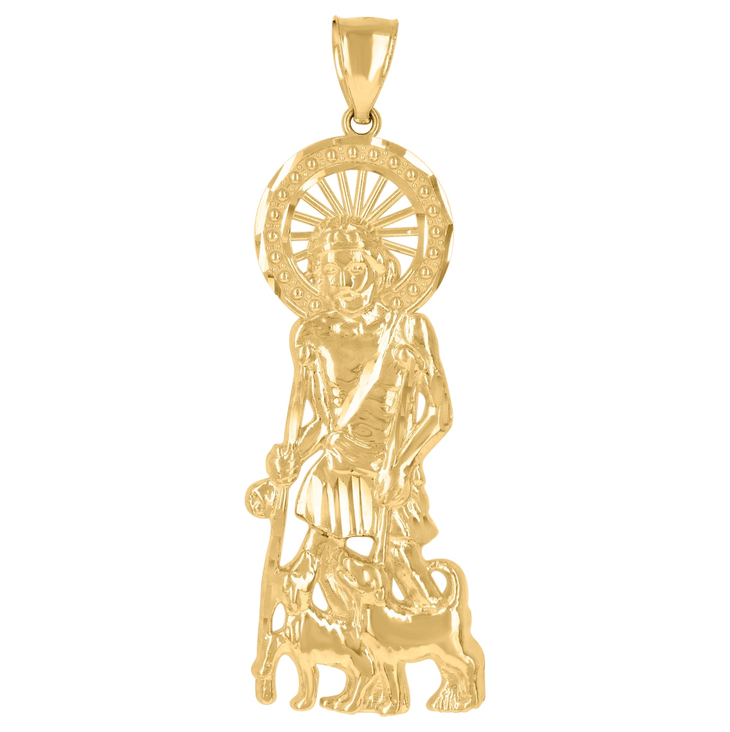 10K Yellow Gold Mens St. Lazarus Religious Charm Pendant