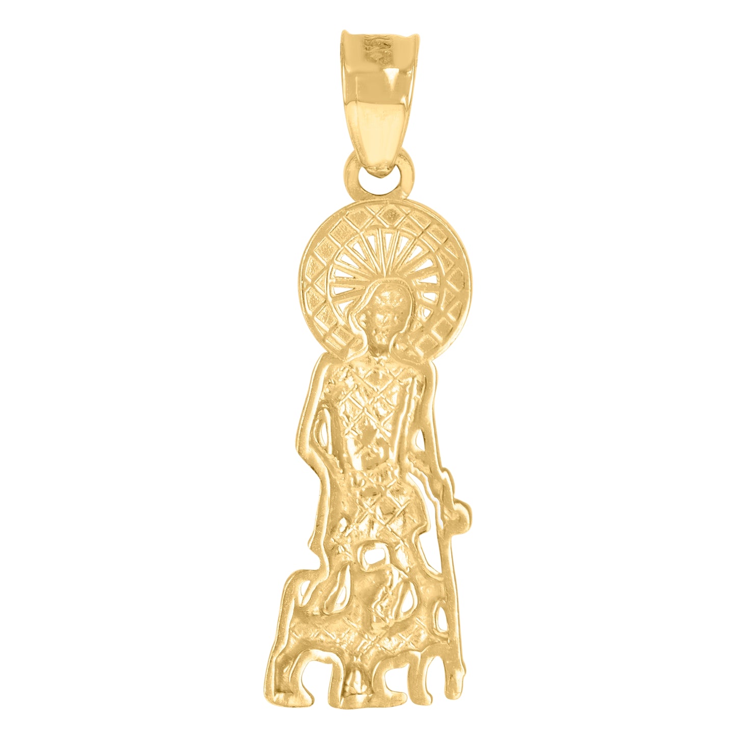 10K Yellow Gold Mens St. Lazarus Religious Charm Pendant