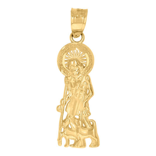 10K Yellow Gold Mens St. Lazarus Religious Charm Pendant
