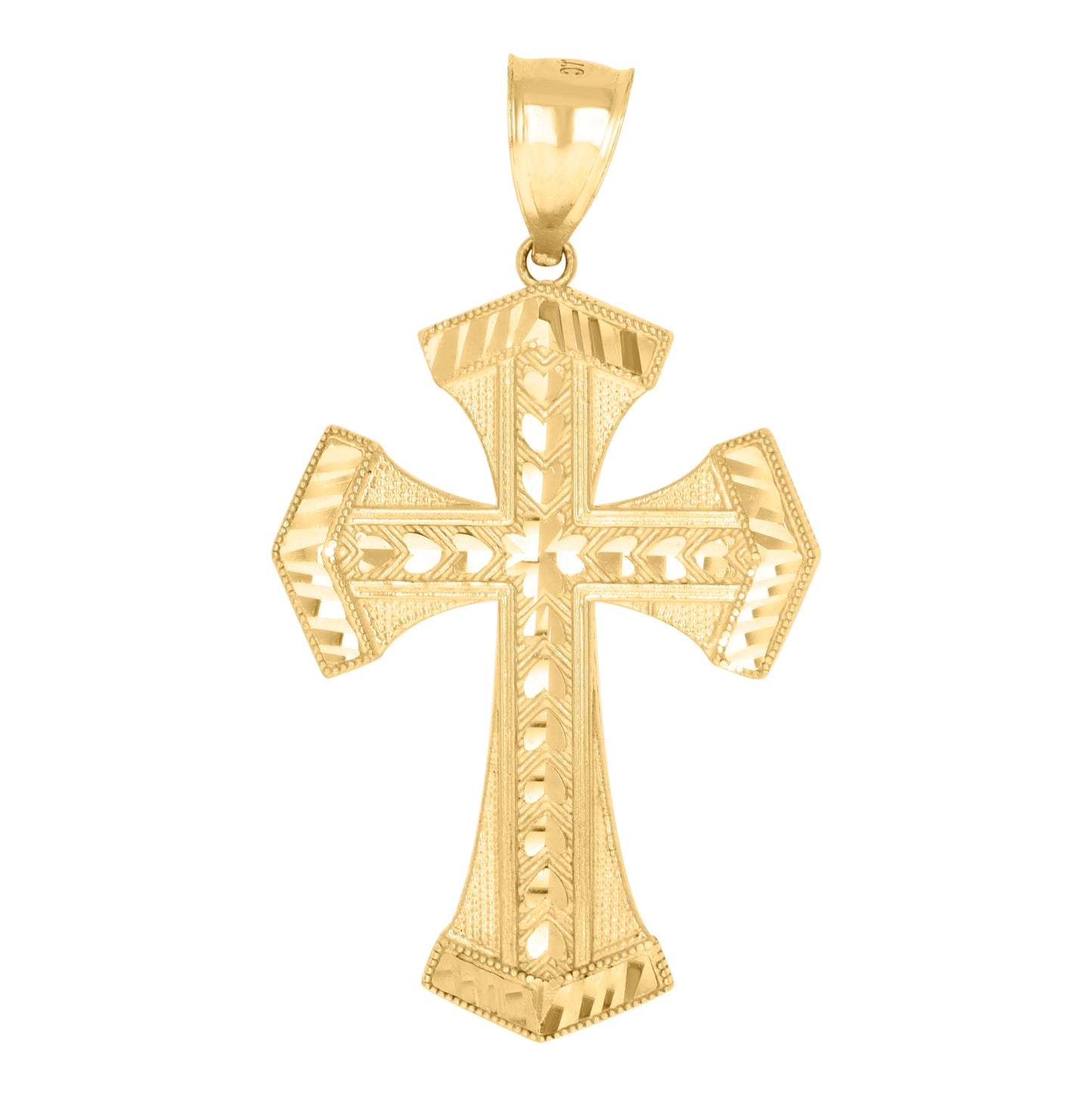 10K Yellow Gold Mens Cross Religious Charm Pendant