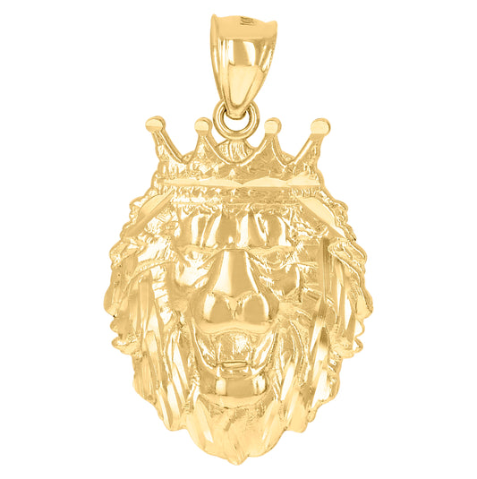 10K Yellow Gold Mens Leo/Lion Animal Zodiac Sign/Wildlife Charm Pendant