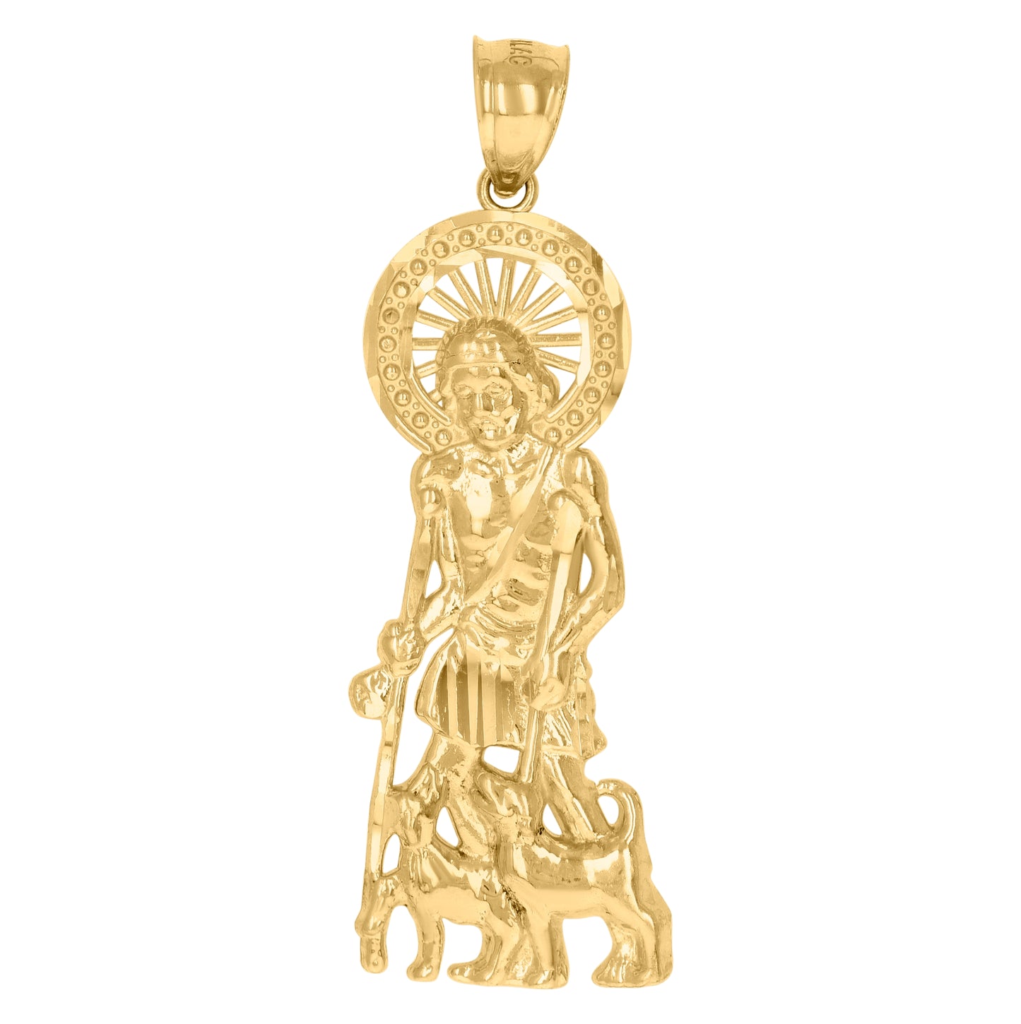 10K Yellow Gold Mens St. Lazarus Religious Charm Pendant