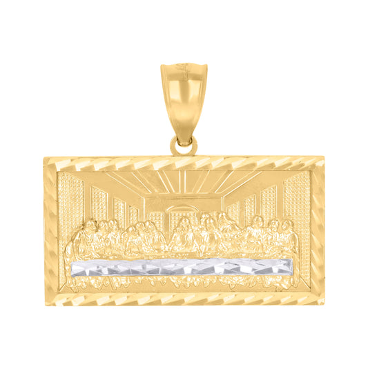 10K Two-Tone Gold Mens Last Supper Religious Charm Pendant
