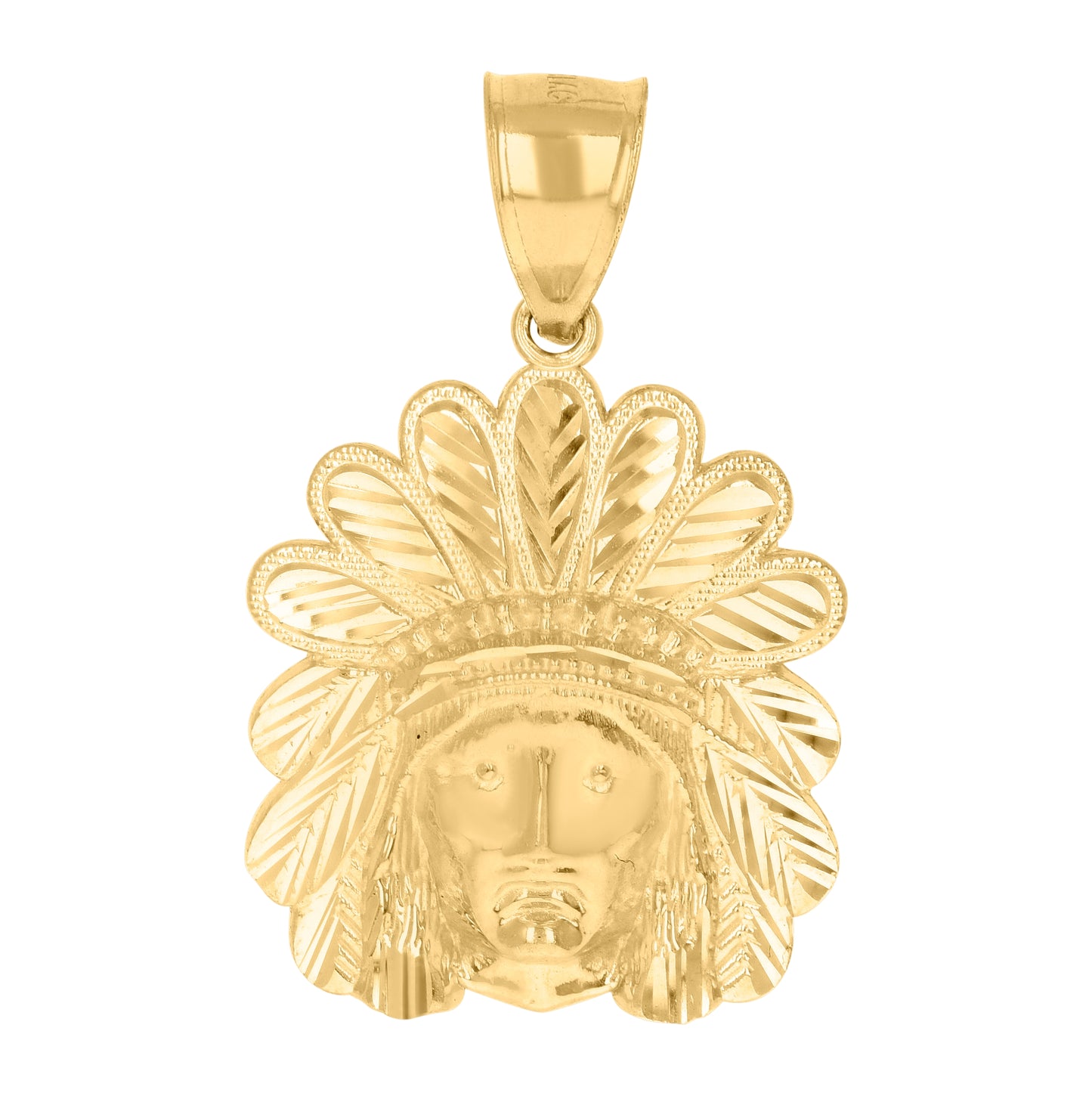 10K Yellow Gold Mens Native Indian Fashion Charm Pendant